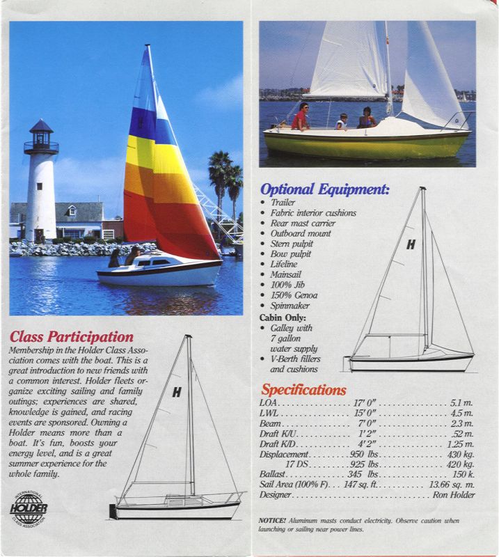 Vagabond 17 / Holder 17 Sailboat by Vagabond Sailboats / Holder Marine