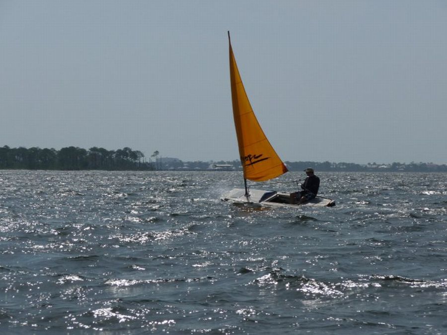 escape sail on homemade sailboat