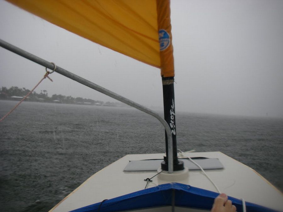 thunder and dark storms sailing home made boat